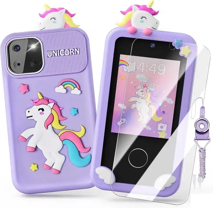 Unicorn Kids Camera Phone Toy with Silicone Protective Case & Screen Guard