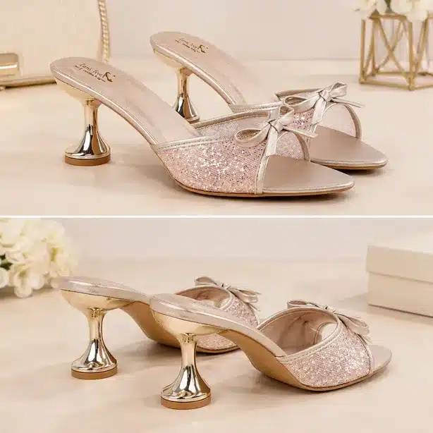 Roselle Kids Princess Bow Heel Sandals – Elegant Party Wear Shoes for Girls