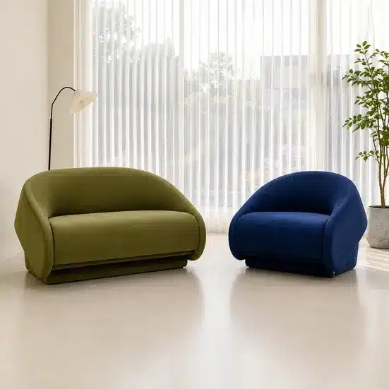 Modern Curved Accent Lounge Chair – Premium Upholstered Single Seater Sofa for Living Room & Office