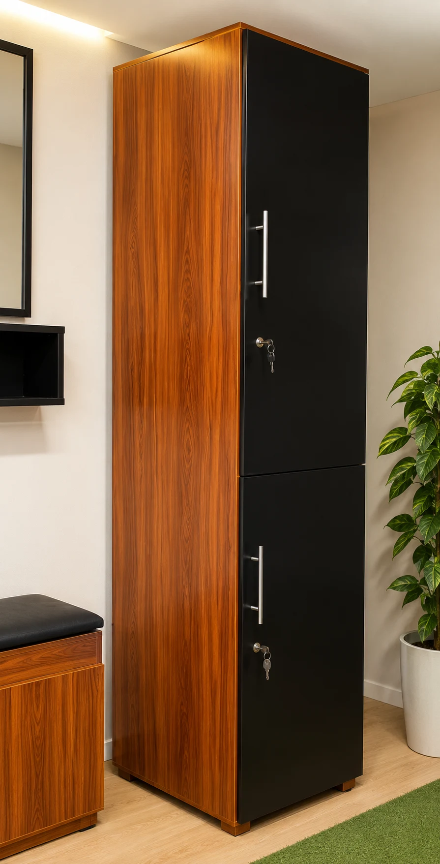 Modern Wooden Multi-Storage Cabinet with Lockable Doors