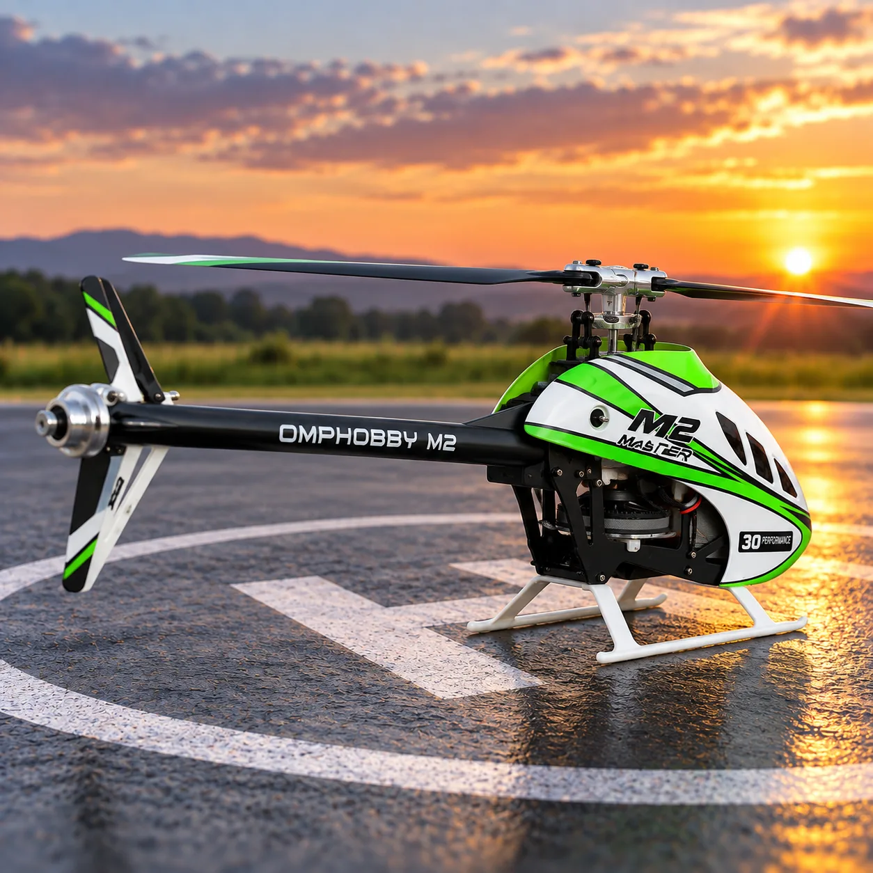 Green & White RC Helicopter with Remote Control