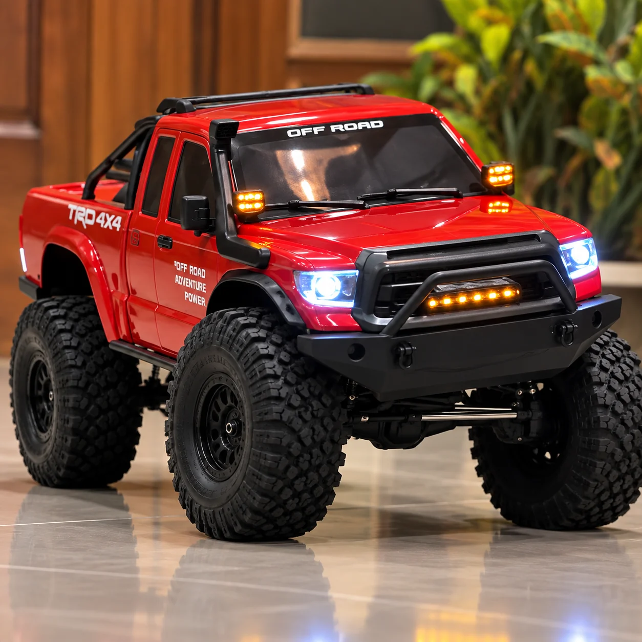 Red Monster Truck RC Vehicle with LED Lights & Remote Control