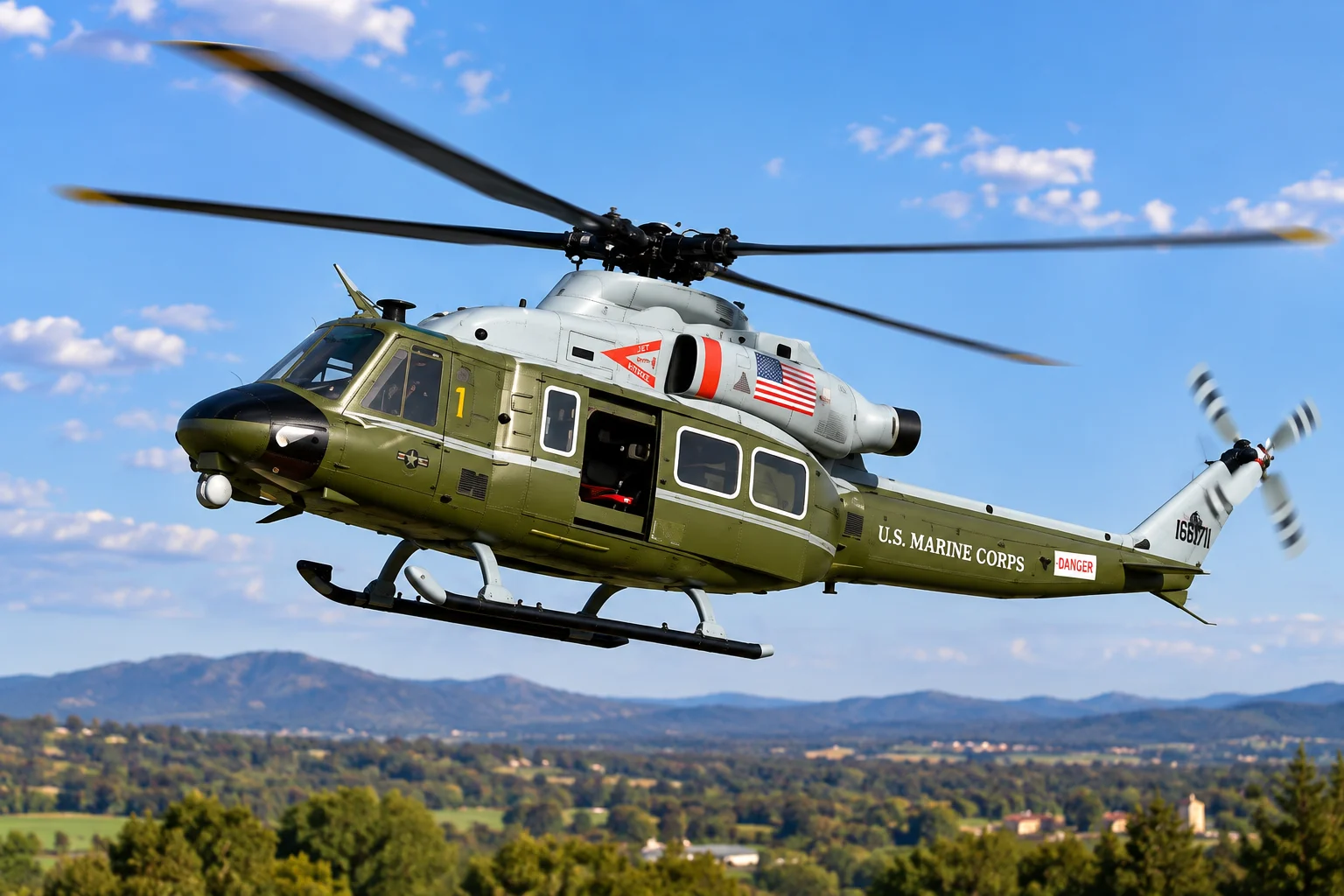 Olive Green RC Military Helicopter with Detailed Cabin & Remote Control