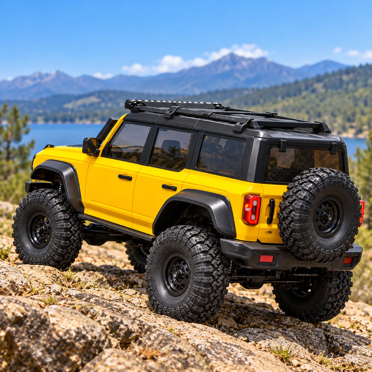 Yellow Trailblazer RC Off-Road Car with LED Lights & Remote Control